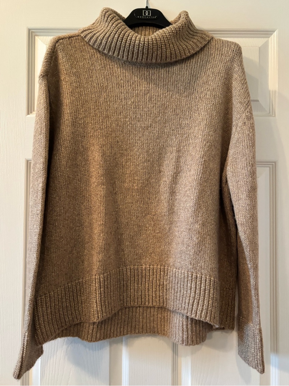 Magaschoni Cozy Cowl-Neck Sweater in Taupe Size L